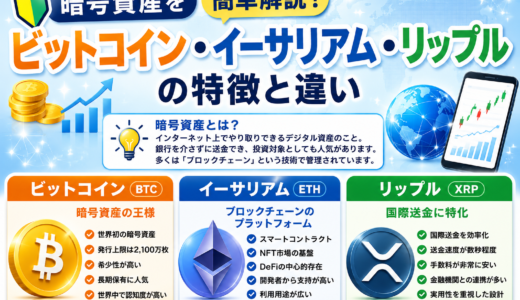 暗号資産「ビットコイン、イーサリアム、リップル」の違い。今後の投資目的設定に活用ください。